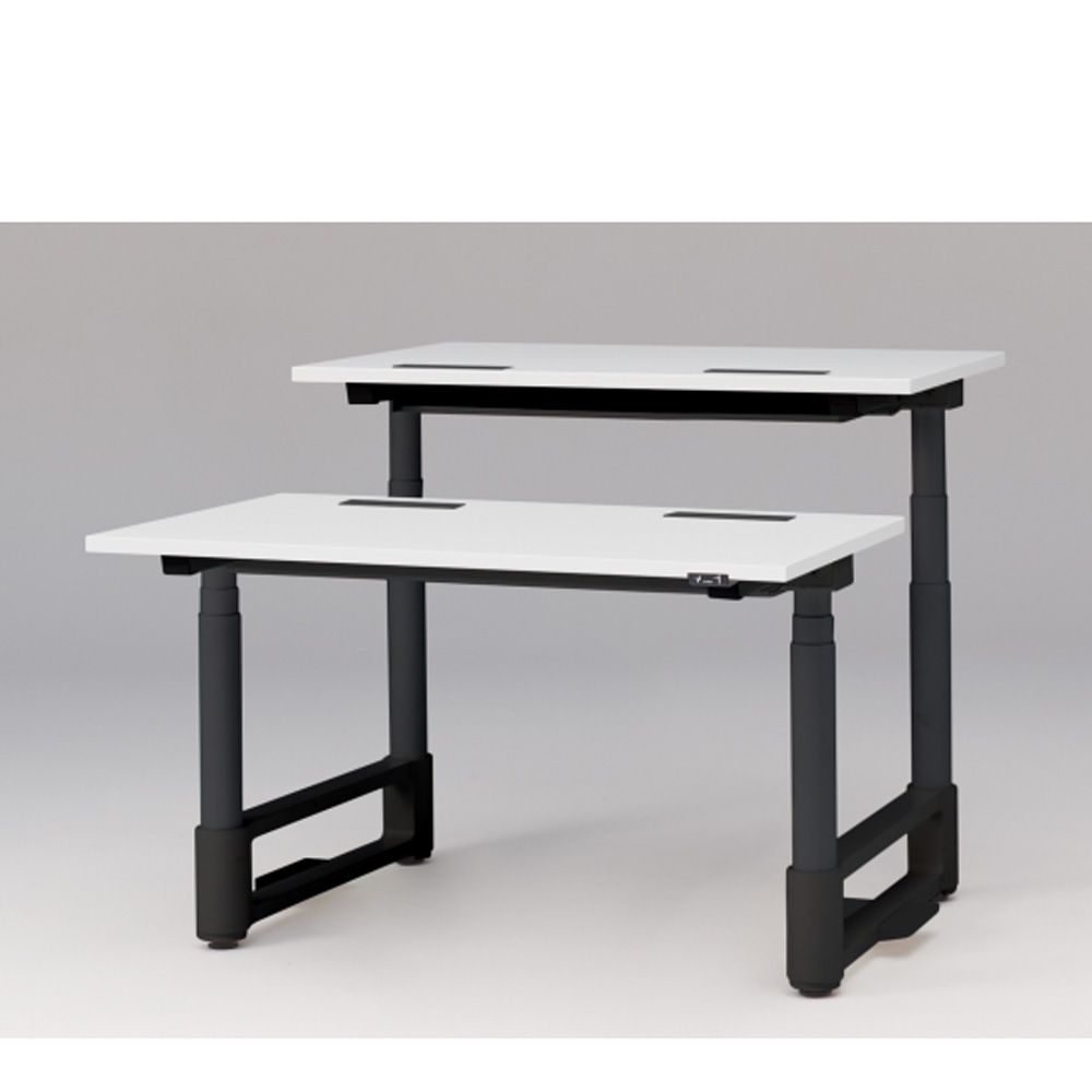 トイロ ツインデスク W1200 JZD-1214HA-ATL 昇降スイッチタイプ 平エッジ  [脚カラー : ブラックT / 天板カラー W9 / ホワイトW ]