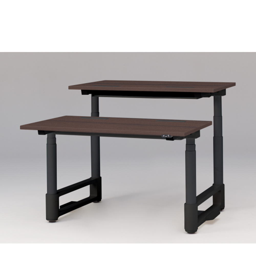 トイロ ツインデスク W1200 JZD-1214HA-ATY 昇降スイッチタイプ 平エッジ  [脚カラー : ブラックT / 天板カラー 82 / ブラックウォールナットD ]