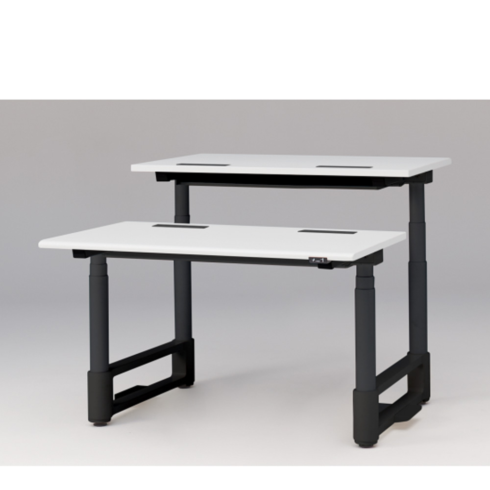トイロ ツインデスク W1200 JZD-1214HA-CTL 昇降スイッチタイプ ラウンドエッジ  [脚カラー : ブラックT / 天板カラー W9 / ホワイトW ]