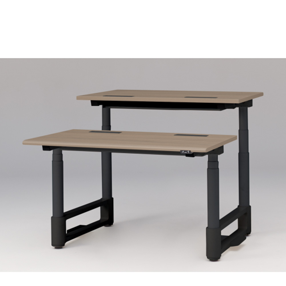 トイロ ツインデスク W1200 JZD-1214HA-CTM 昇降スイッチタイプ ラウンドエッジ  [脚カラー : ブラックT / 天板カラー 71 / アッシュドオークM ]