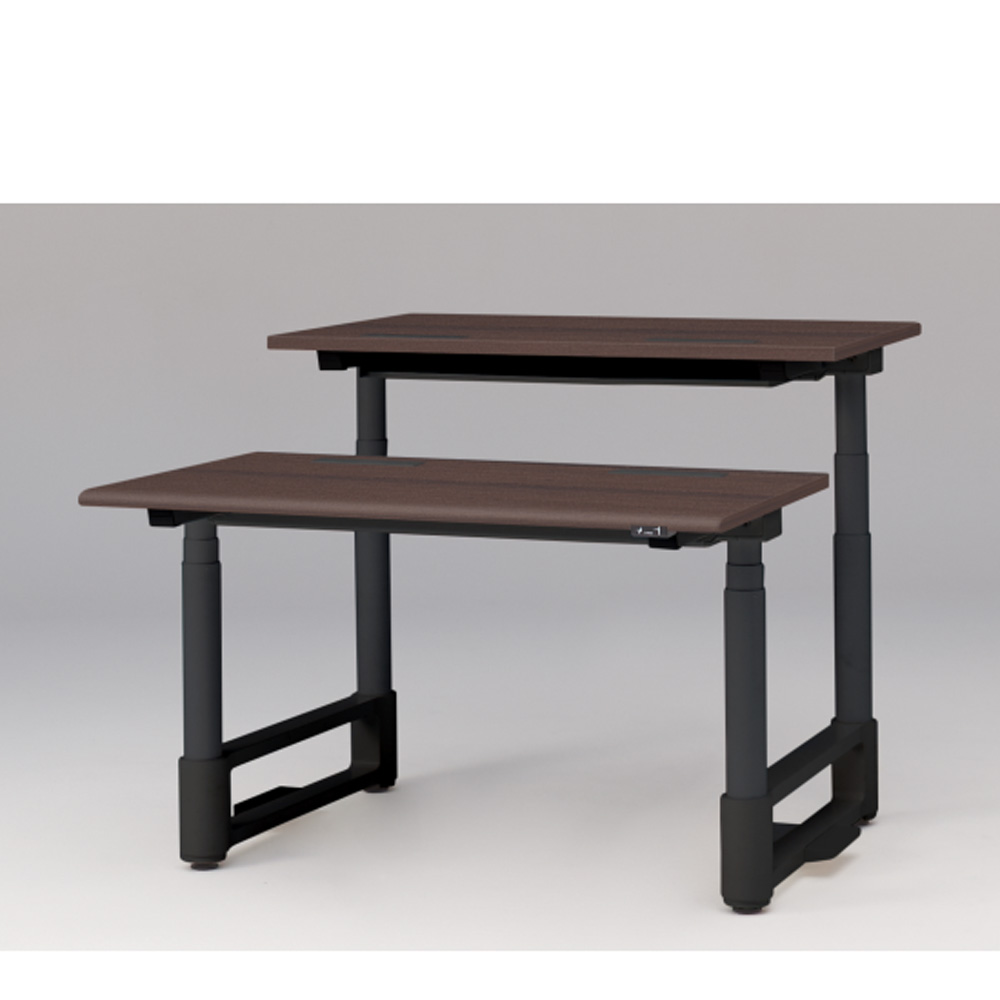 トイロ ツインデスク W1200 JZD-1214HA-CTY 昇降スイッチタイプ ラウンドエッジ  [脚カラー : ブラックT / 天板カラー 82 / ブラックウォールナットD ]