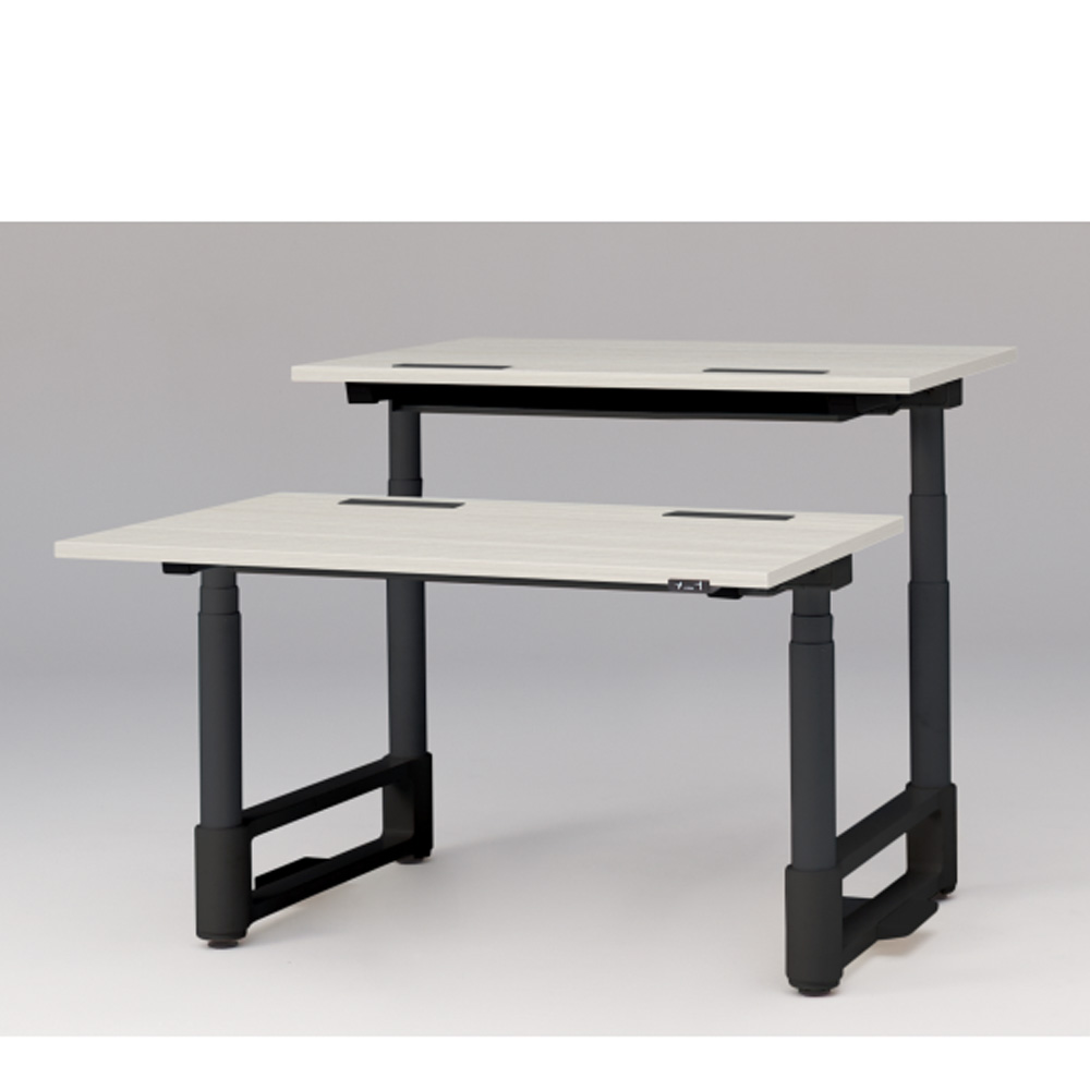 トイロ ツインデスク W1200 JZD-1216HA-ATH 昇降スイッチタイプ 平エッジ  [脚カラー : ブラックT / 天板カラー 61 / アッシュドパインL ]