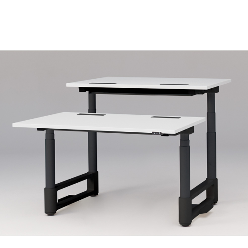 トイロ ツインデスク W1200 JZD-1216HA-ATL 昇降スイッチタイプ 平エッジ  [脚カラー : ブラックT / 天板カラー W9 / ホワイトW ]