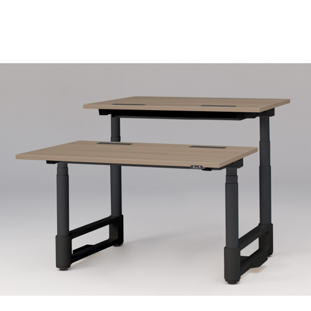 トイロ ツインデスク W1200 JZD-1216HA-ATM 昇降スイッチタイプ 平エッジ  [脚カラー : ブラックT / 天板カラー 71 / アッシュドオークM ]