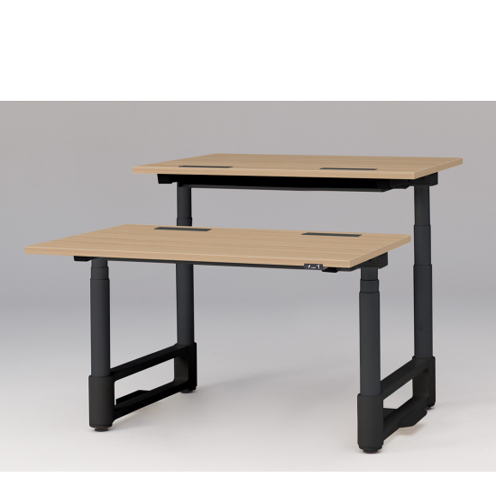 トイロ ツインデスク W1200 JZD-1216HA-ATX 昇降スイッチタイプ 平エッジ  [脚カラー : ブラックT / 天板カラー 92 / ホワイトオークM ]