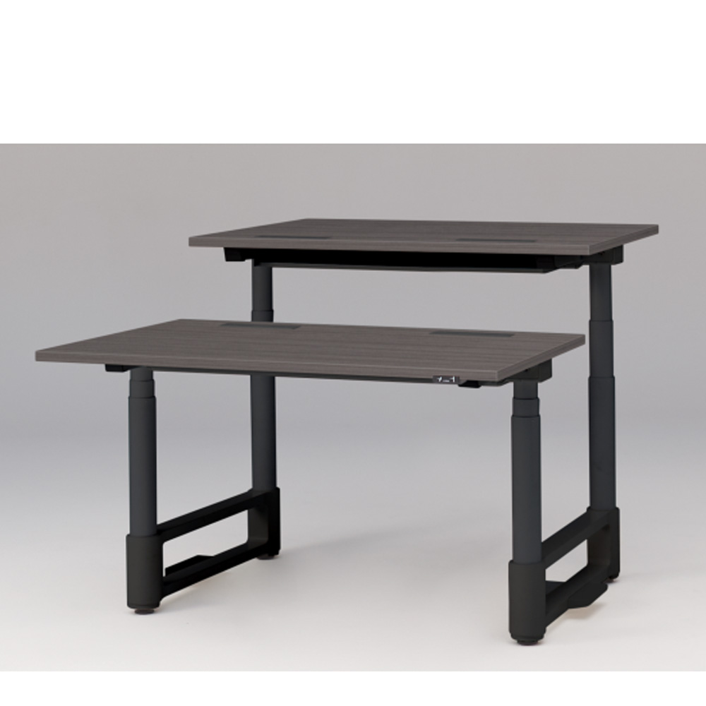 トイロ ツインデスク W1200 JZD-1216HA-CTR 昇降スイッチタイプ ラウンドエッジ  [脚カラー : ブラックT / 天板カラー 81 / アッシュドオークD ]