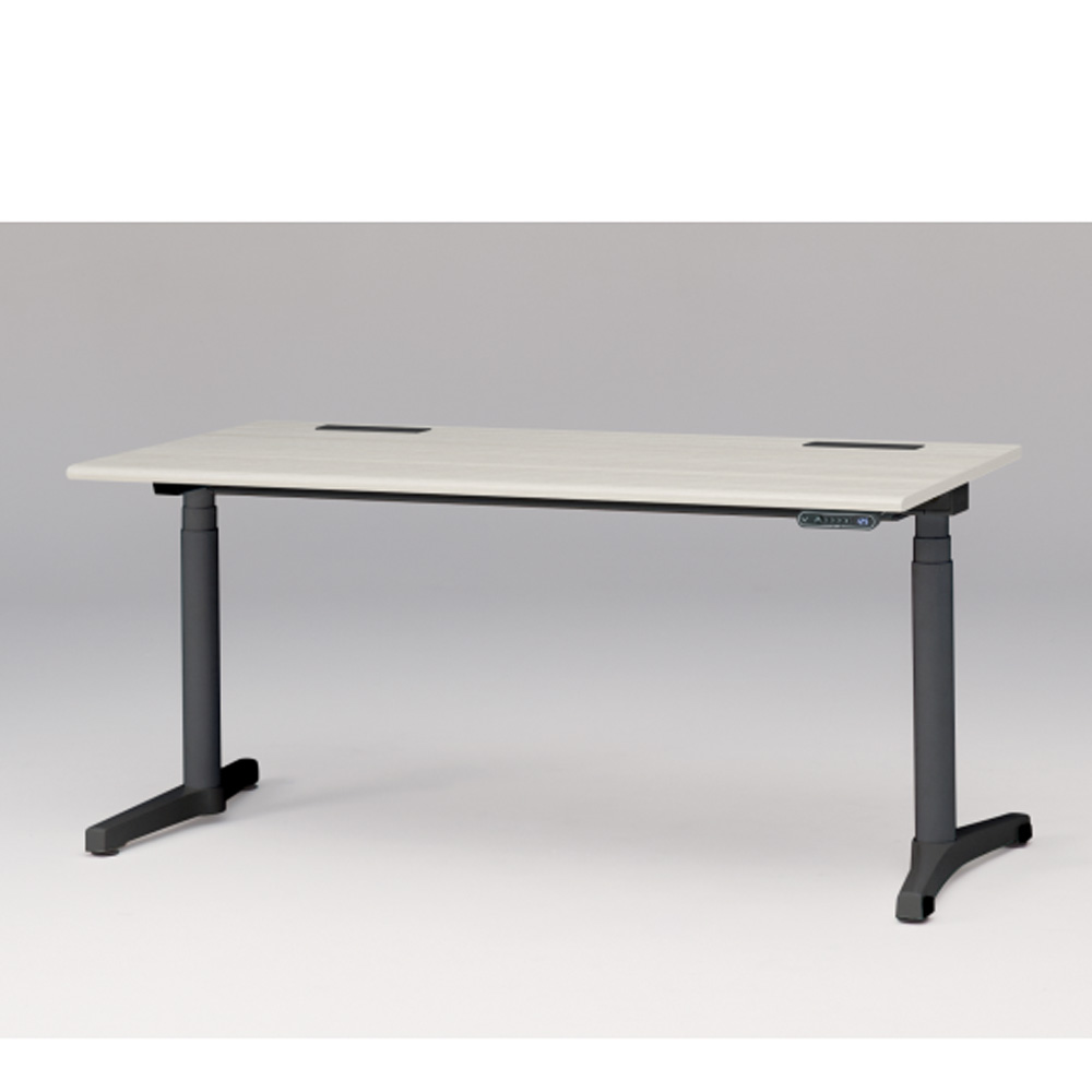 トイロ デスク W1600 JZD-1608HB-CTH インジケーター付き昇降スイッチタイプ ラウンドエッジ  [脚カラー : ブラックT / 天板カラー 61 / アッシュドパインL ]