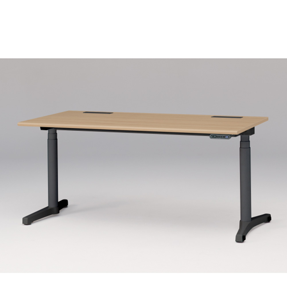 トイロ デスク W1600 JZD-1608HB-CTX インジケーター付き昇降スイッチタイプ ラウンドエッジ  [脚カラー : ブラックT / 天板カラー 92 / ホワイトオークM ]