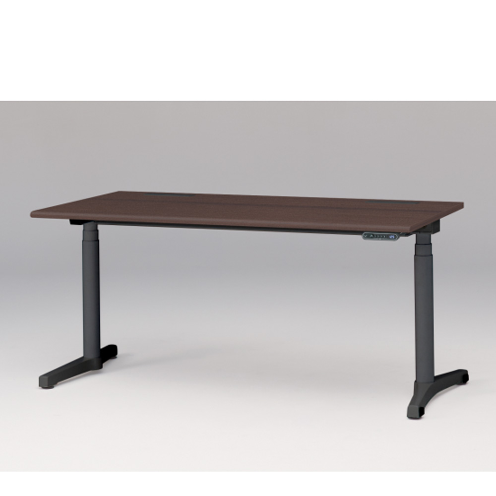 トイロ デスク W1600 JZD-1608HB-CTY インジケーター付き昇降スイッチタイプ ラウンドエッジ  [脚カラー : ブラックT / 天板カラー 82 / ブラックウォールナットD ]