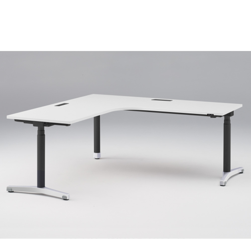 トイロ 90°オペレーションデスク W1800 JZD-8877KA2-APL 昇降スイッチタイプ 平エッジ  [脚カラー : アルミミラー / 天板カラー W9 / ホワイトW ]