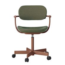 ［ 公式ストアモデル ・ 組立式 ] バーテブラ03 （vertebra03） 5本脚 KG-825SD-F2Q3C 本体 :  F2 / チェスナットブラウン ナイロン双輪キャスター ［ SD張地 : Q3 / リーフグリーン ]