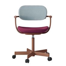 ［ 公式ストアモデル ・ 組立式 ] バーテブラ03 （vertebra03） 5本脚 KG825KSF1005C 本体 :  F2 / チェスナットブラウン ナイロン双輪キャスター ［ KS張地コンビ張り 座 : 10 / Cranberry×背 : 5 / Sea Breeze ]