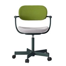 ［ 公式ストアモデル ・ 組立式 ] バーテブラ03 （vertebra03） 5本脚 KG825KSG1408C 本体 :  G1 / ダークグリーン ナイロン双輪キャスター ［ KS張地コンビ張り 座 : 14 / Foil×背 : 8 / Basil ]