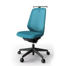 ノートチェア  KJ-150JVHM-T1A3 ハイバック  樹脂脚  肘なし  ランバーサポート付  ハンガー付  抗ウイルス加工 プレーンメッシュバック ［T1×ストロングブルー］抵抗付ウレタン双輪キャスター