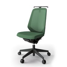 ノートチェア  KJ-150JVHM-T1Q2 ハイバック  樹脂脚  肘なし  ランバーサポート付  ハンガー付  抗ウイルス加工 プレーンメッシュバック ［T1×アイビーグリーン］抵抗付ウレタン双輪キャスター