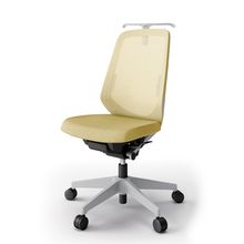 ノートチェア  KJ-150JEH-GNU6 ハイバック / 樹脂脚 / ランバーサポート / ハンガー / テクスチャードメッシュ ナイロン双輪キャスター ［GN×カナリアイエロー］
