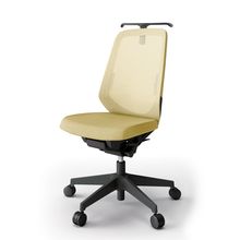 ノートチェア  KJ-150JEH-T1U6 ハイバック / 樹脂脚 / ランバーサポート / ハンガー / テクスチャードメッシュ ナイロン双輪キャスター ［T1×カナリアイエロー］