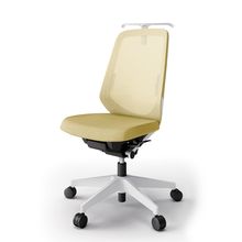 ノートチェア  KJ-150JEH-W9U6 ハイバック / 樹脂脚 / ランバーサポート / ハンガー / テクスチャードメッシュ ナイロン双輪キャスター ［W9×カナリアイエロー］