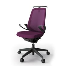 ノートチェア  KJ-156JVHM-T1X7 ハイバック  樹脂脚  ループ肘  ランバーサポート付  ハンガー付  抗ウイルス加工 プレーンメッシュバック ［T1×プラムパープル］抵抗付ウレタン双輪キャスター