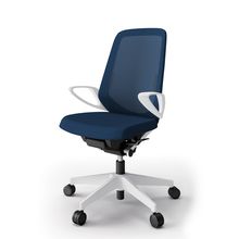 ノートチェア  KJ-156JVM-W9B2 ハイバック  樹脂脚  ループ肘  ランバーサポート付 抗ウイルス加工 プレーンメッシュバック ［W9×ネイビーブルー］抵抗付ウレタン双輪キャスター