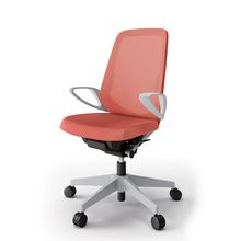 ノートチェア  KJ-156JE-GND4 ハイバック / 樹脂脚 / ループ肘 / ランバーサポート / テクスチャードメッシュ ナイロン双輪キャスター ［GN×パーシモンオレンジ］