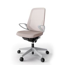 ノートチェア  KJ-156JE-GNF6 ハイバック / 樹脂脚 / ループ肘 / ランバーサポート / テクスチャードメッシュ ナイロン双輪キャスター ［GN×グレイッシュブラウン］