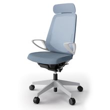 ノートチェア  KJ-156JEE-GNB4 エクストラハイバック / 樹脂脚 / ループ肘 / ランバーサポート / テクスチャードメッシュ ナイロン双輪キャスター ［GN×ダックブルー］