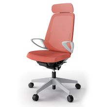 ノートチェア  KJ-156JEE-GND4 エクストラハイバック / 樹脂脚 / ループ肘 / ランバーサポート / テクスチャードメッシュ ナイロン双輪キャスター ［GN×パーシモンオレンジ］