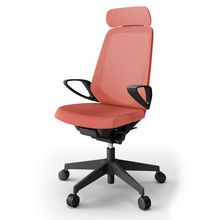 ノートチェア  KJ-156JEE-T1D4 エクストラハイバック / 樹脂脚 / ループ肘 / ランバーサポート / テクスチャードメッシュ ナイロン双輪キャスター ［T1×パーシモンオレンジ］