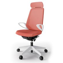 ノートチェア  KJ-156JEE-W9D4 エクストラハイバック / 樹脂脚 / ループ肘 / ランバーサポート / テクスチャードメッシュ ナイロン双輪キャスター ［W9×パーシモンオレンジ］