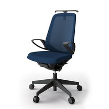 ノートチェア  KJ-176JVH-T1B2 ハイバック  樹脂脚  ループ肘  ランバーサポートなし  ハンガー付  抗ウイルス加工 プレーンメッシュバック ナイロン双輪キャスター ［T1×ネイビーブルー］