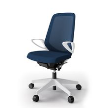 ノートチェア  KJ-176JVM-W9B2 ハイバック  樹脂脚  ループ肘  ランバーサポートなし 抗ウイルス加工 プレーンメッシュバック ［W9×ネイビーブルー］抵抗付ウレタン双輪キャスター