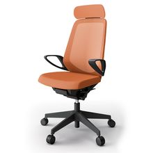 ノートチェア  KJ-176JVXM-T1D3 エクストラハイバック  樹脂脚  ループ肘  ランバーサポートなし  ハンガー付  抗ウイルス加工 プレーンメッシュバック ［T1×アンバーオレンジ］抵抗付ウレタン双輪キャスター