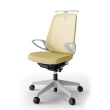 ノートチェア  KJ-176JEH-GNU6 ハイバック / 樹脂脚 / ループ肘 / ハンガー / テクスチャードメッシュ ナイロン双輪キャスター ［GN×カナリアイエロー］