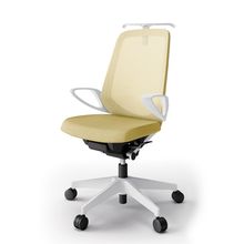 ノートチェア  KJ-176JEH-W9U6 ハイバック / 樹脂脚 / ループ肘 / ハンガー / テクスチャードメッシュ ナイロン双輪キャスター ［W9×カナリアイエロー］