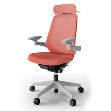 ノートチェア  KJ-177JEX2GND4 エクストラハイバック / 樹脂脚 / アジャスタブル肘 / ハンガー / テクスチャードメッシュ ナイロン双輪キャスター ［GN×パーシモンオレンジ］