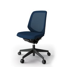 ノートチェア  KJ-160JVM-T1B2 ローバック  樹脂脚  肘なし  ランバーサポート付 抗ウイルス加工 プレーンメッシュバック ［T1×ネイビーブルー］抵抗付ウレタン双輪キャスター