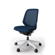 ノートチェア  KJ-160JVM-W9B2 ローバック  樹脂脚  肘なし  ランバーサポート付 抗ウイルス加工 プレーンメッシュバック ［W9×ネイビーブルー］抵抗付ウレタン双輪キャスター