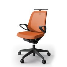 ノートチェア  KJ-186JVHM-T1D3 ローバック  樹脂脚  ループ肘  ランバーサポートなし  ハンガー付  抗ウイルス加工 プレーンメッシュバック ［T1×アンバーオレンジ］抵抗付ウレタン双輪キャスター