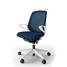 ノートチェア  KJ-186JVHM-W9B2 ローバック  樹脂脚  ループ肘  ランバーサポートなし  ハンガー付  抗ウイルス加工 プレーンメッシュバック ［W9×ネイビーブルー］抵抗付ウレタン双輪キャスター