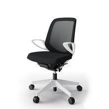 ノートチェア  KJ-166JVM-W9T1 ローバック  樹脂脚  ループ肘  ランバーサポート付 抗ウイルス加工 プレーンメッシュバック ［W9×ブラックＴ］抵抗付ウレタン双輪キャスター