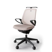 ノートチェア  KJ-166JEH-T1F6 ローバック / 樹脂脚 / ループ肘 / ランバーサポート / ハンガー / テクスチャードメッシュ ナイロン双輪キャスター ［T1×グレイッシュブラウン］